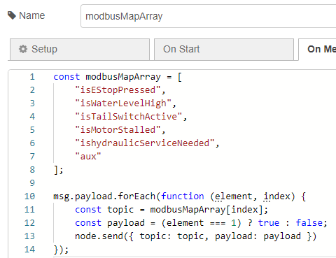 Modbus function node Modbus function node